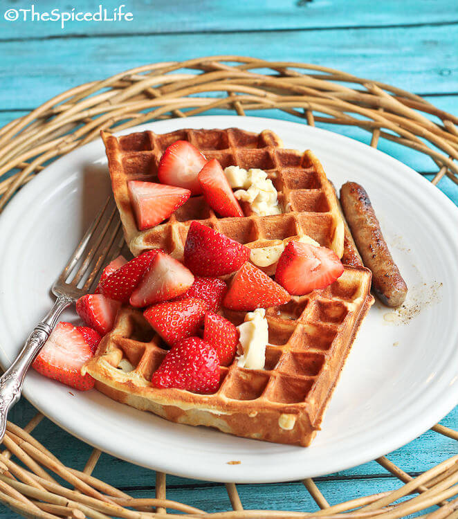 Ricotta-Yogurt Waffles with Strawberries Lightly Macerated in Sugar ...