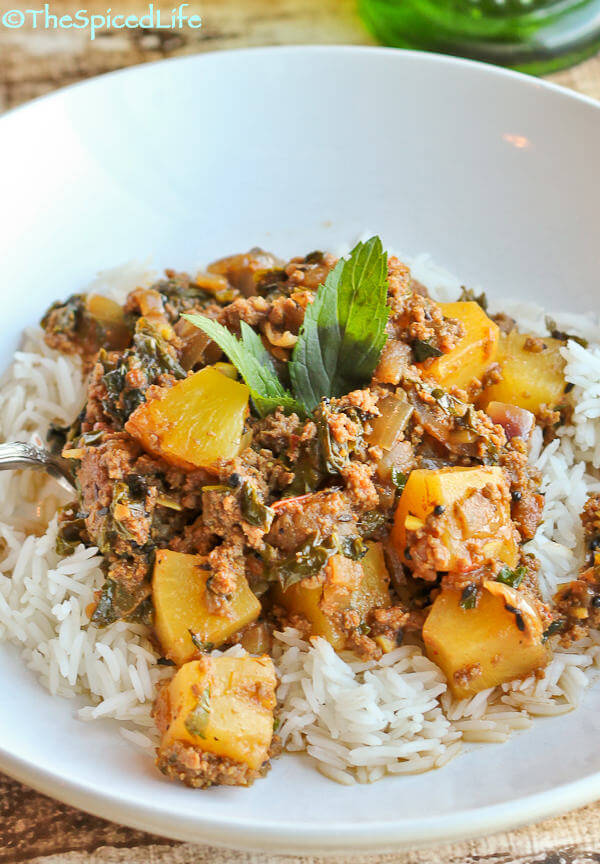 Pineapple Kheema (Indian Ground Beef Curry) with Kale and Panch Phoron ...