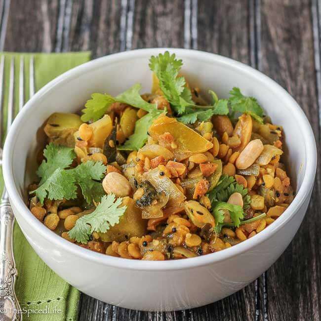Green Tomato Curry with Peanuts and Yellow Split Peas - The Spiced Life