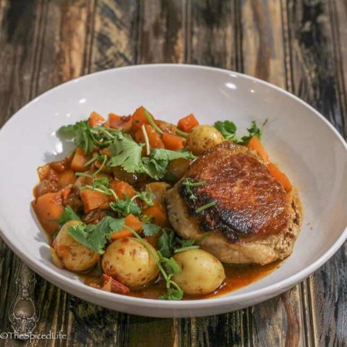 Mexican Citrus Drenched Pork Chops over Butternut Squash and Potatoes ...